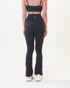 Flared Leggings with Fold-Over High Waistband | Black