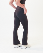 Flared Leggings with Fold-Over High Waistband | Black