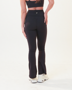 Flared Leggings with Fold-Over High Waistband | Black