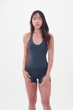 Unifé Halter Tank with Built-in Bra | Dusty Blue