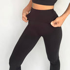 EaseMode Flared Leggings with Fold-Over High Waistband